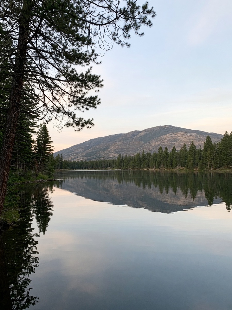 A mountain lake in the morning