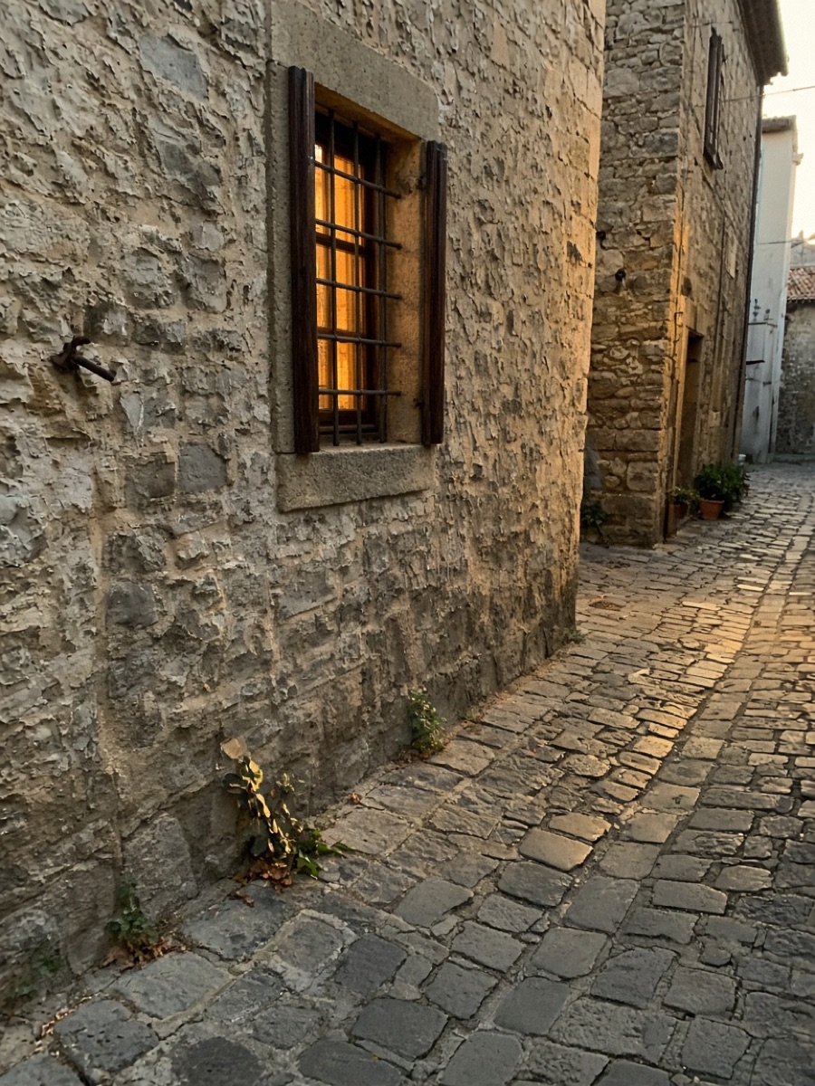 An old stone street in the evening